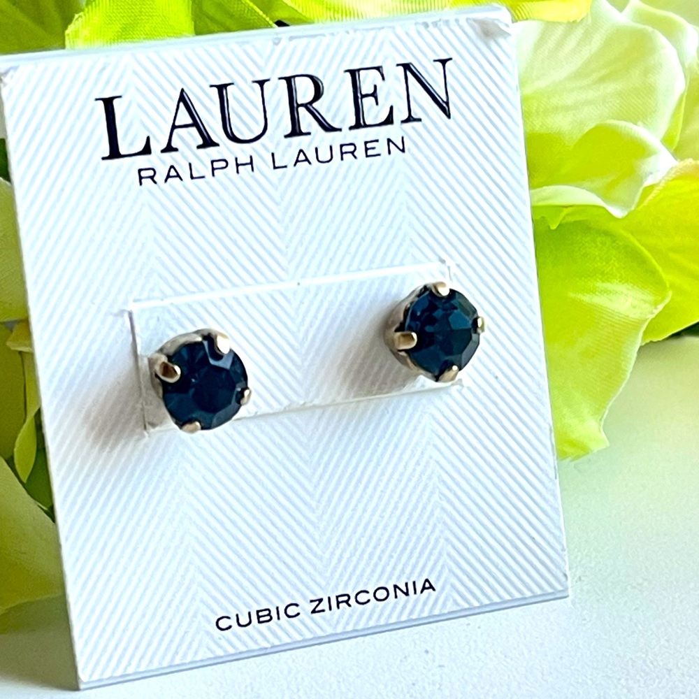 Ralph Lauren Dark Blue Cubic Zirconia Earrings